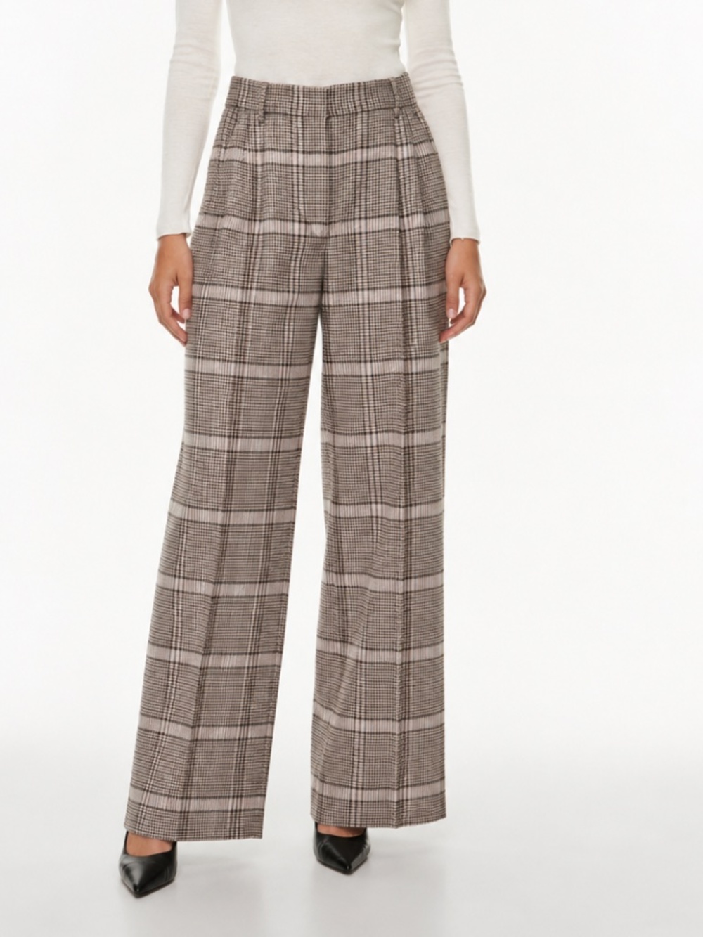 Aritzia Wilfrid Effortless Pant Size 8 Pink Checkered Business Casual Work Pant